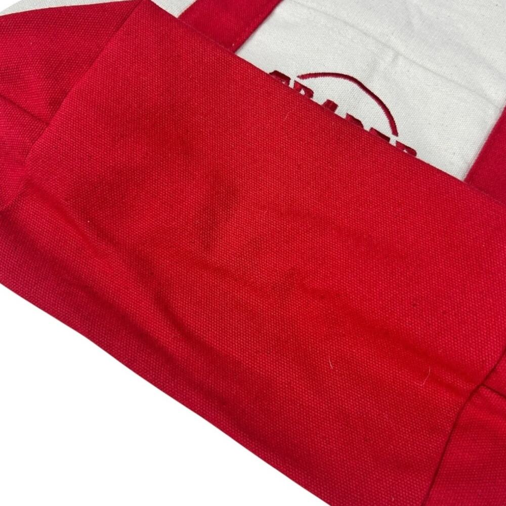 Trader Joes Red Trim Logo Embroidered Tote Bag - Picture 4 of 5
